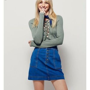 Free People Wildflower Denim Mini Skirt size 30